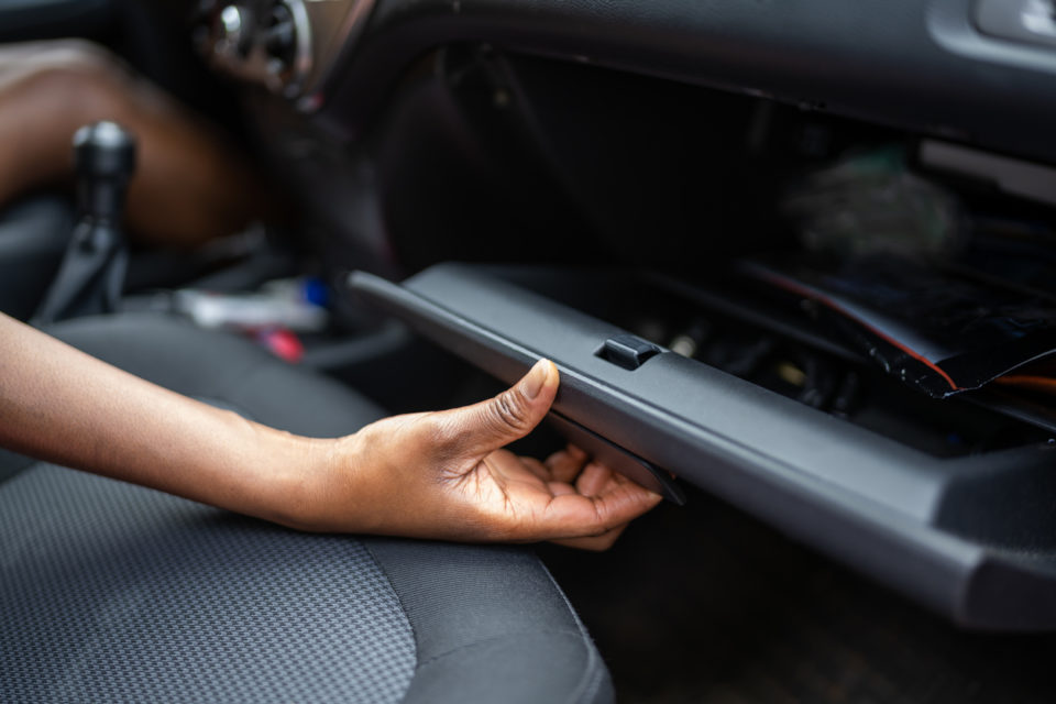 Car Vehicle Registration Papers In Glove Compartment