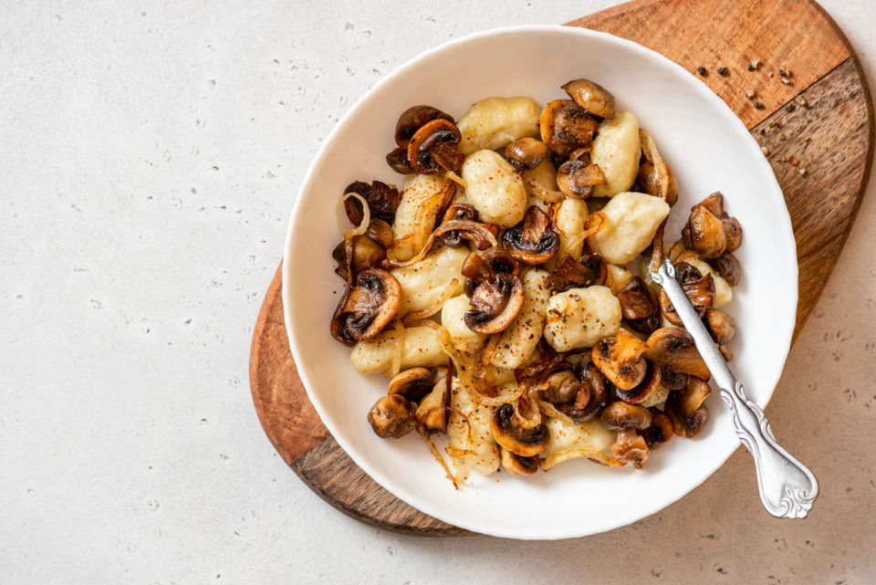 Gnocchi with mushrooms.