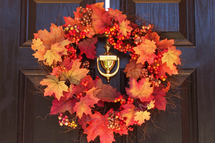 autumn wreath on front door